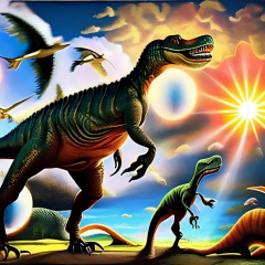 3196869614 dinosaurs  begining of life  sun catching  energy  euphoria  nature  surrealism-transformed
